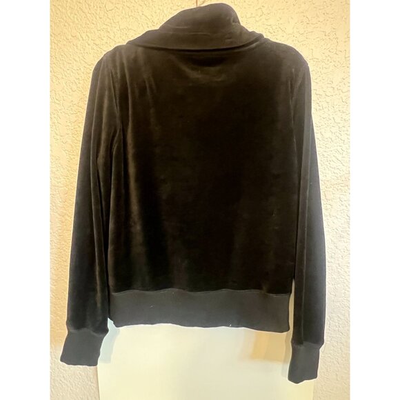 Michael Kors M Black Velour full zip Kangaroo Pockets Drawstring High Collar - Picture 13 of 16